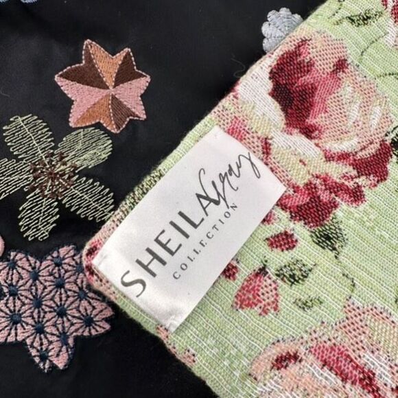 Sheila Gray Collection Mixed Print Mixed Media Floral Scarf Boho Bohemian - Picture 9 of 11